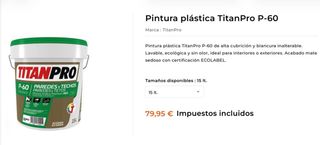 Pintura TitanPro P-60 15L Blanca Sin Abrir