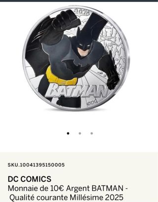Moneda 10€ Batman Plata 2025 Batman Alex