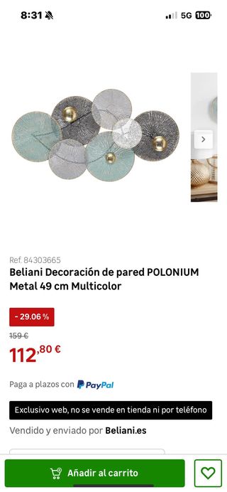 Decoración de pared Beliani POLONIUM Metal.
