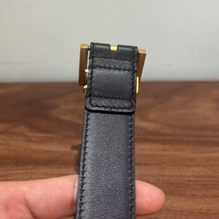 Cinturón YSL Mujer Negro Hebilla Dorada