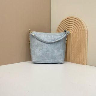 Bolso Piel Italiana Azul Mujer 1301