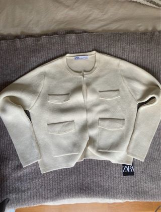 Chaqueta Zara Punto Beige Talla m10