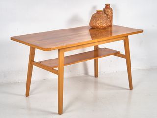 Mesa centro vintage madera terracota 60s