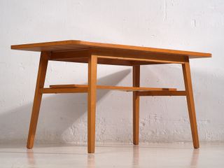 Mesa centro vintage madera terracota 60s