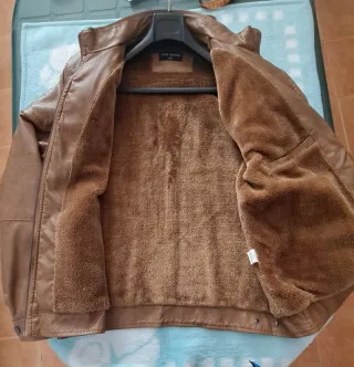 Cazadora hombre polipiel marrón forrada XXL
