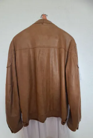 Cazadora hombre polipiel marrón forrada XXL