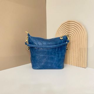 Bolso Piel Italiana Mujer Azul 1306