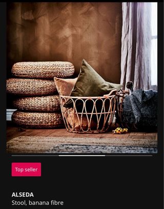 Alseda Ikea Taburete Cesta Mimbre