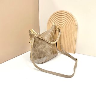 Bolso Piel Italiana Beige Mujer 1307