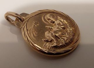 Colgante medalla Oro 18K peso 1,57gr de 1950 Niño