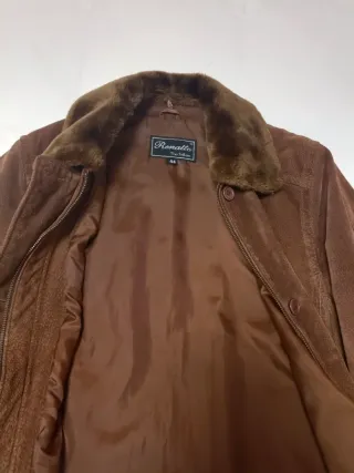 Chaquetón Piel Marrón Cuello Desmontable