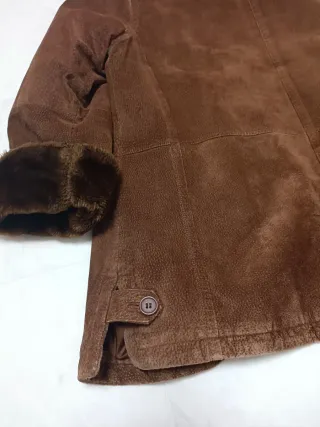 Chaquetón Piel Marrón Cuello Desmontable