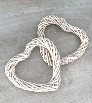 3 Corazones Mimbre Blanco Decoración