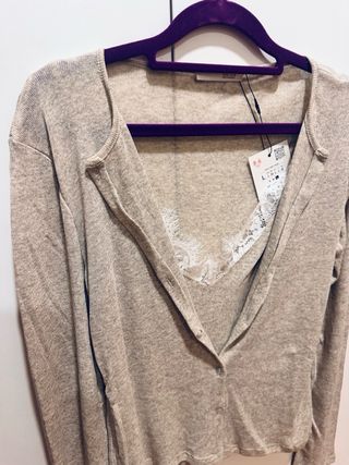 Cardigan y top lencero ZARA