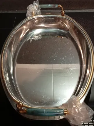 Vassoio vintage Chantall inox placcato oro