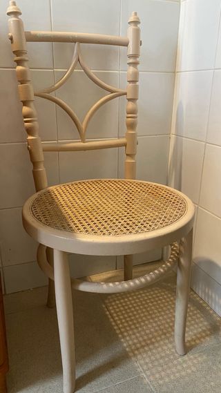 Silla Tonet madera y ratán beige