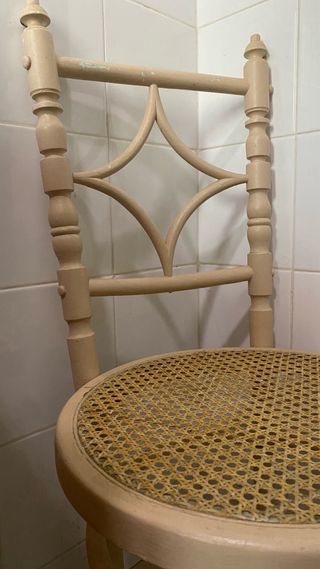 Silla Tonet madera y ratán beige