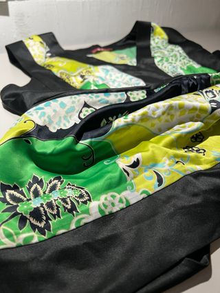 Vestido estampado verde y negro