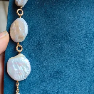 Collar Perlas Naturales y plata con baño de oro