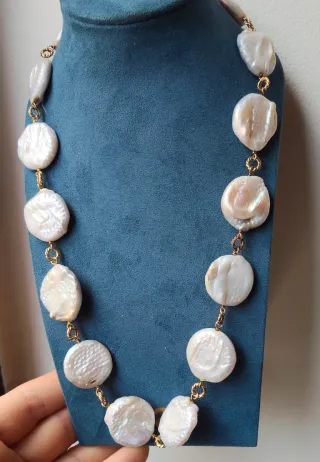 Collar Perlas Naturales y plata con baño de oro