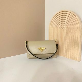 Mini bolso piel auténtica abeja dorado 1407