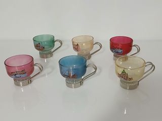 Set 6 Tazzine da Caffè Vintage Vetro Colorato
