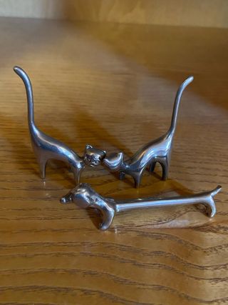 Set 2 Gatti e 1 Cane Acciaio Vintage