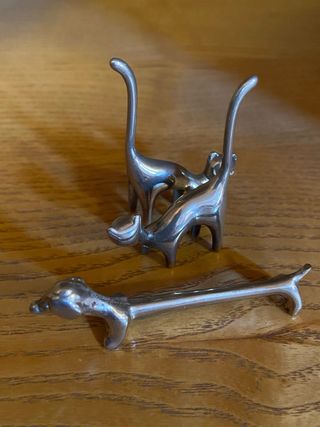 Set 2 Gatti e 1 Cane Acciaio Vintage