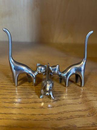 Set 2 Gatti e 1 Cane Acciaio Vintage