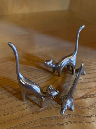 Set 2 Gatti e 1 Cane Acciaio Vintage