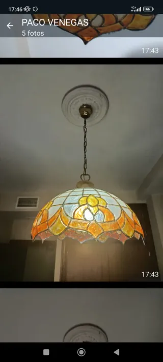 Lámpara turca de cristal y metal