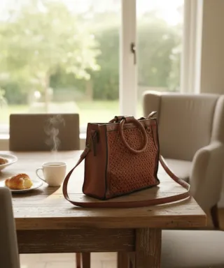 Borsa a tracolla in similpelle marrone