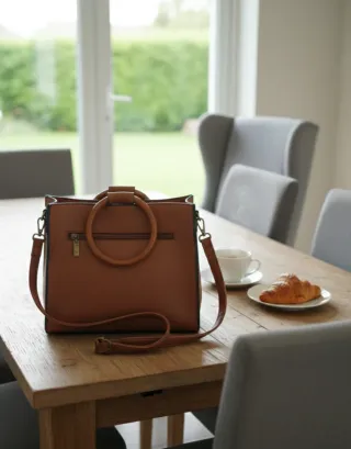 Borsa a tracolla in similpelle marrone