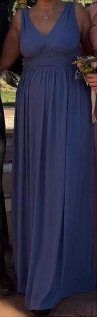Vestido de fiesta azul largo, puesto una unica vez