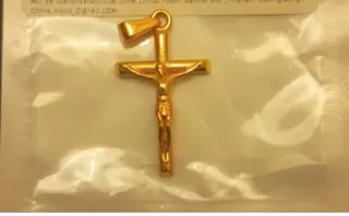 Cruz dorada acero inoxidable, nueva