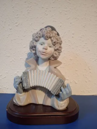 Figura Lladró Payaso Acordeón Madera
