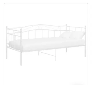 Cama individual aluminio blanca con somier