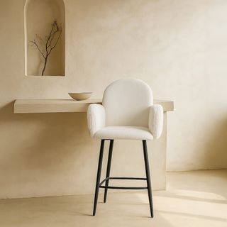 Due Sgabelli da Bar (111cm) Imbottiti, Bianchi