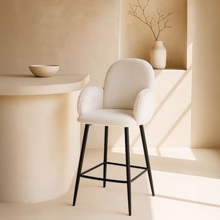 Due Sgabelli da Bar (111cm) Imbottiti, Bianchi