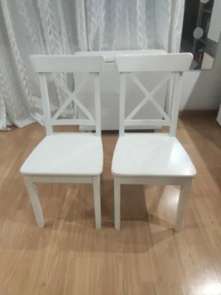 Pack 2 Sillas Ikea Blancas Madera