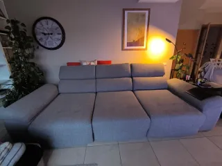 Sofá 3 plazas 310cm gris tela Asientos extensibles