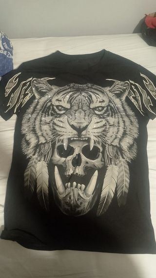 Camiseta Hombre León Calavera Brillante