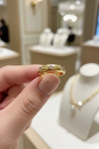 Anillo Acero Ajustable Circonitas Dorado