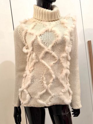 Maglione Julia Garnett panna con inserti pelosi L