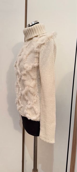 Maglione Julia Garnett panna con inserti pelosi L