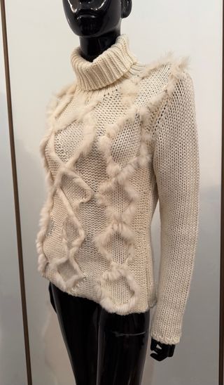 Maglione Julia Garnett panna con inserti pelosi L