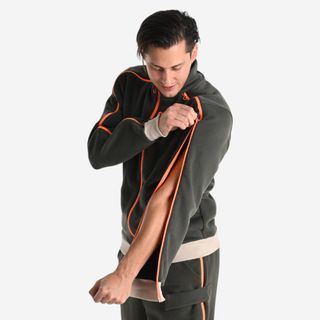 Sudadera Hombre con cremallera fácil de poner verde oliva