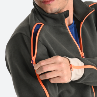 Sudadera Hombre con cremallera fácil de poner verde oliva