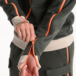 Sudadera Hombre con cremallera fácil de poner verde oliva