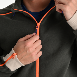 Sudadera Hombre con cremallera fácil de poner verde oliva